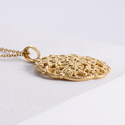 316 Surgical Stainless Steel Hollow Flower Pendant Necklaces for Women&nbsp;CO7795