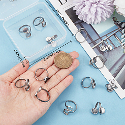 16Pcs 201 Stainless Steel Open Cuff Ring Findings&nbsp;RJEW-BBC0001-15
