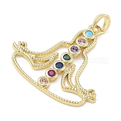 Brass Pave Cubic Zirconia Pendants&nbsp;KK-F933-06G
