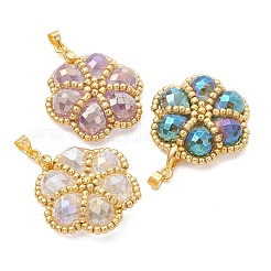 6Pcs 6 Colors Seed Beads & Glass Beaded Pendants&nbsp;PALLOY-MZ01299