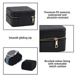 Imitation Leather Double Watch Storage Zipper Boxes&nbsp;CON-WH0089-227A