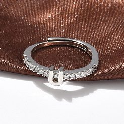 S925 Sterling Silver Adjustable Letter Rings for Women&nbsp;RJEW-M068-01P-U