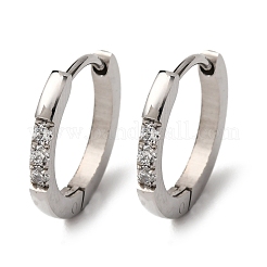 304 Stainless Steel Clear Cubic Zirconia Hoop Earrings&nbsp;EJEW-D331-18C-P