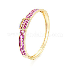 Cubic Zirconia Belt Buckle Hinged Bangle&nbsp;BJEW-N014-012