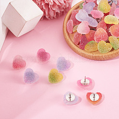 50Pcs 5 Colors Heart Gradient Color Druzy Resin Drawing Pins&nbsp;AJEW-TAC00063