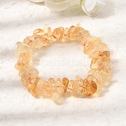 Heated Natural Citrine Chip Beaded Stretch Bracelets&nbsp;GG-CBA0FEA-01B