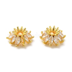 Brass Micro Pave Clear Cubic Zirconia Bead Caps&nbsp;KK-C072-01A-G