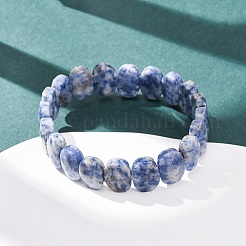 Natural Blue Spot Jasper Faceted Beaded Stretch Bracelets for Women&nbsp;BJEW-K251-07M