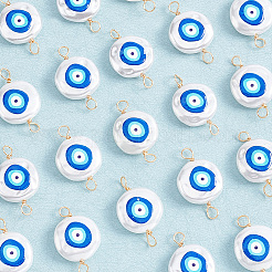 20Pcs 3D Printed Evil Eye ABS Plastic Imitation Pearl Connector Charms&nbsp;KY-AR0001-11