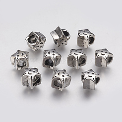 Ion Plating(IP) 304 Stainless Steel European Beads&nbsp;STAS-J022-080AS