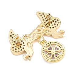 Brass Micro Pave Cubic Zirconia Lapel Pins&nbsp;KK-C114-22G-1