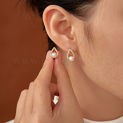 Teardrop Brass Pave Clear Cubic Zirconia Stud Earrings&nbsp;UK6514