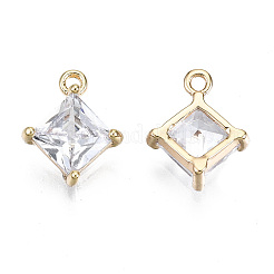 Brass Micro Pave Clear Cubic Zirconia Charms&nbsp;X-KK-T056-65G-NF