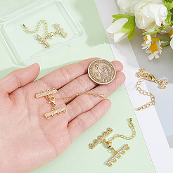 4Pcs 4 Styles Brass Micro Pave Clear Cubic Zirconia Ends with Chains&nbsp;FIND-BBC0005-21
