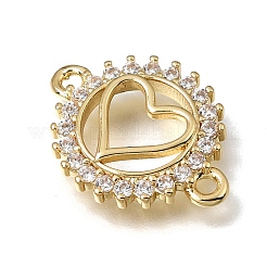 Brass Pave Clear Cubic Zirconia Ring Connector Charms&nbsp;KK-E802-10G-B