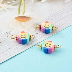 Flower with Smile Face Polymer Clay Links Connectors&nbsp;PALLOY-JF00720