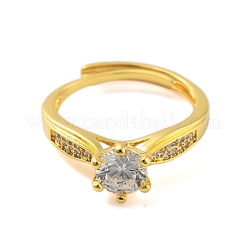 Clear Cubic Zirconia Adjustable Rings&nbsp;RJEW-L120-018G-02