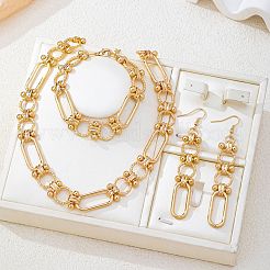 Women's Iron Oval Link Necklaces & Bracelets & Dangle Earrings Sets&nbsp;WGCC5AB-01