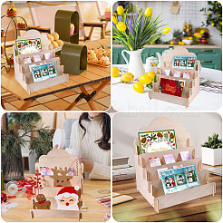 4-Tier Wood Greeting Card Display Riser Stands&nbsp;ODIS-WH0043-229