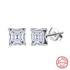 925 Sterling Silver Micro Pave Clear Cubic Zirconia Stud Earrings&nbsp;EJEW-G443-04P