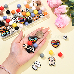 72Pcs 18 Styles Silicone Focal Beads&nbsp;SIL-YW0002-09