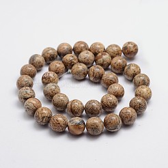 Round Natural Picture Jasper Bead Strands&nbsp;G-L419-89