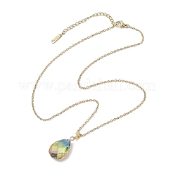 2Pcs 2 Styles Teardrop Heart K9 Glass Imitation Tourmaline Pendant Necklaces Sets&nbsp;NJEW-JN05188-03