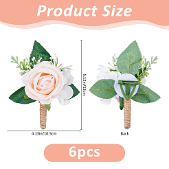 6Pcs Cloth Artificial Flower Boutonniere&nbsp;JEWB-FH0002-78