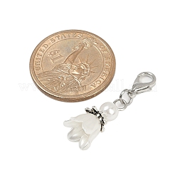 Flower ABS Plastic Pearl Pendant Decorations&nbsp;HJEW-JM03134