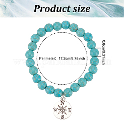 6Pcs 6 Style Synthetic Turquoise Round Beaded Stretch Bracelets Set&nbsp;BJEW-AN0001-20