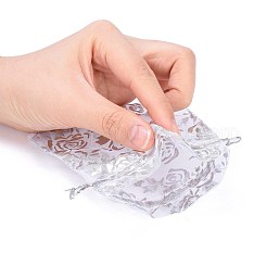 Rose Printed Organza Bags&nbsp;OP-R021-10x12-03