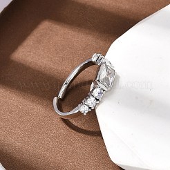 Brass with Cubic Zirconia Cuff Rings for Women&nbsp;RJEW-B160-07B-P
