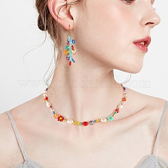 Natural Pearl & Glass Seed Beaded Necklace & Bracelet & Dangle Earrings&nbsp;SJEW-SW00008
