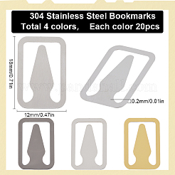 80Pcs 4 Colors 304 Stainless Steel Bookmarks&nbsp;FIND-SC0008-27
