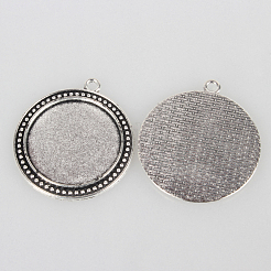 Tibetan Style Alloy Pendant Cabochon Settings&nbsp;X-TIBEP-N003-67AS
