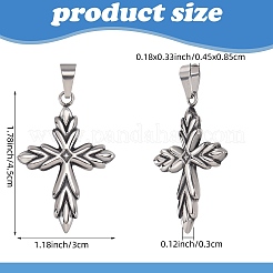 3Pcs Retro 316 Surgical Stainless Steel Cross Gothic Pendants&nbsp;FIND-SZ0003-60