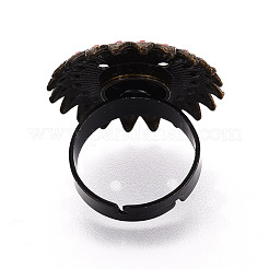 Adjustable Flower Alloy & Iron Rhinestone Bezel Cup Ring Base with Rotatable Tray&nbsp;MAK-T012-04AB
