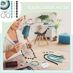 DIY Synthetic Turquoise Round & Cross Bracelets Making Kits&nbsp;DIY-NB0012-31
