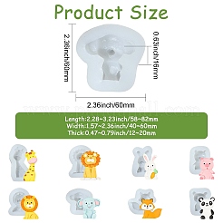 8Pcs 8 Styles Animal Theme Silicone Molds&nbsp;ST-CJ0043-085
