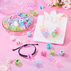 100Pcs 2 Styles UV Plating Rainbow Iridescent Acrylic Beads&nbsp;OACR-TA0004-59