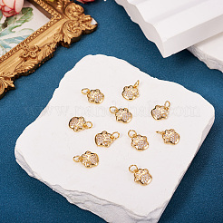 Brass Micro Pave Clear Cubic Zirconia Charms&nbsp;X1-RJEW-T063-38G-NF