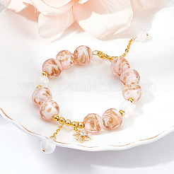 40pcs Handmade Inner Flower Gold Sand Lampwork Round Beads&nbsp;LAMP-OC0001-37