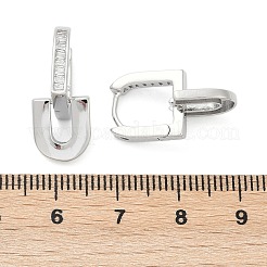 Brass Clear Cubic Zirconia U-Shaped Hoop Earrings&nbsp;EJEW-Q016-20P