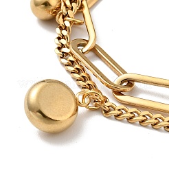 Crystal Rhinestone and Round Ball Charm Multi-strand Bracelet&nbsp;BJEW-G639-15G