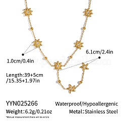 Elegant 304 Stainless Steel Crystal Rhinestone Flower Starfish Link Chain Y Necklaces for Women&nbsp;FP0080-1