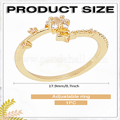 1Pc Alloy Micro Pave Clear Cubic Zirconia Finger Rings for Women&nbsp;RJEW-LP0002-16G