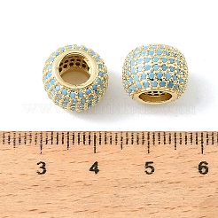 Brass Micro Pave Sky Blue Cubic Zirconia European Beads&nbsp;CU-CBA9CBD-04G