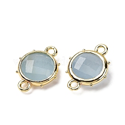 Brass Natural Natural White Jade Imitation Aquamarine Connector Charms&nbsp;KK-Z096-01G-05