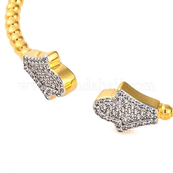 Flower Rack Plating Brass Micro Pave Cubic Zirconia Cuff Bracelets for Women&nbsp;BJEW-M040-10G