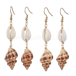 304 Stainless Steel Shell Shape Dangle Earrings&nbsp;EJEW-JE06265-03